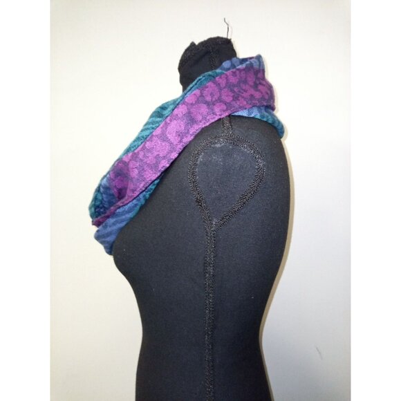 Leopard/Tiger Multi-Color Pink Blue Infinity Scarf One Size - Picture 2 of 5
